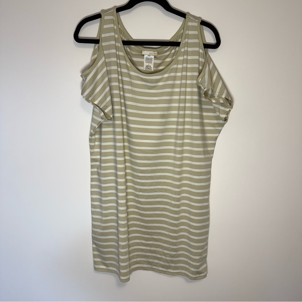 MICHAEL Michael Kors Tan and White T-shirt Dress Size L